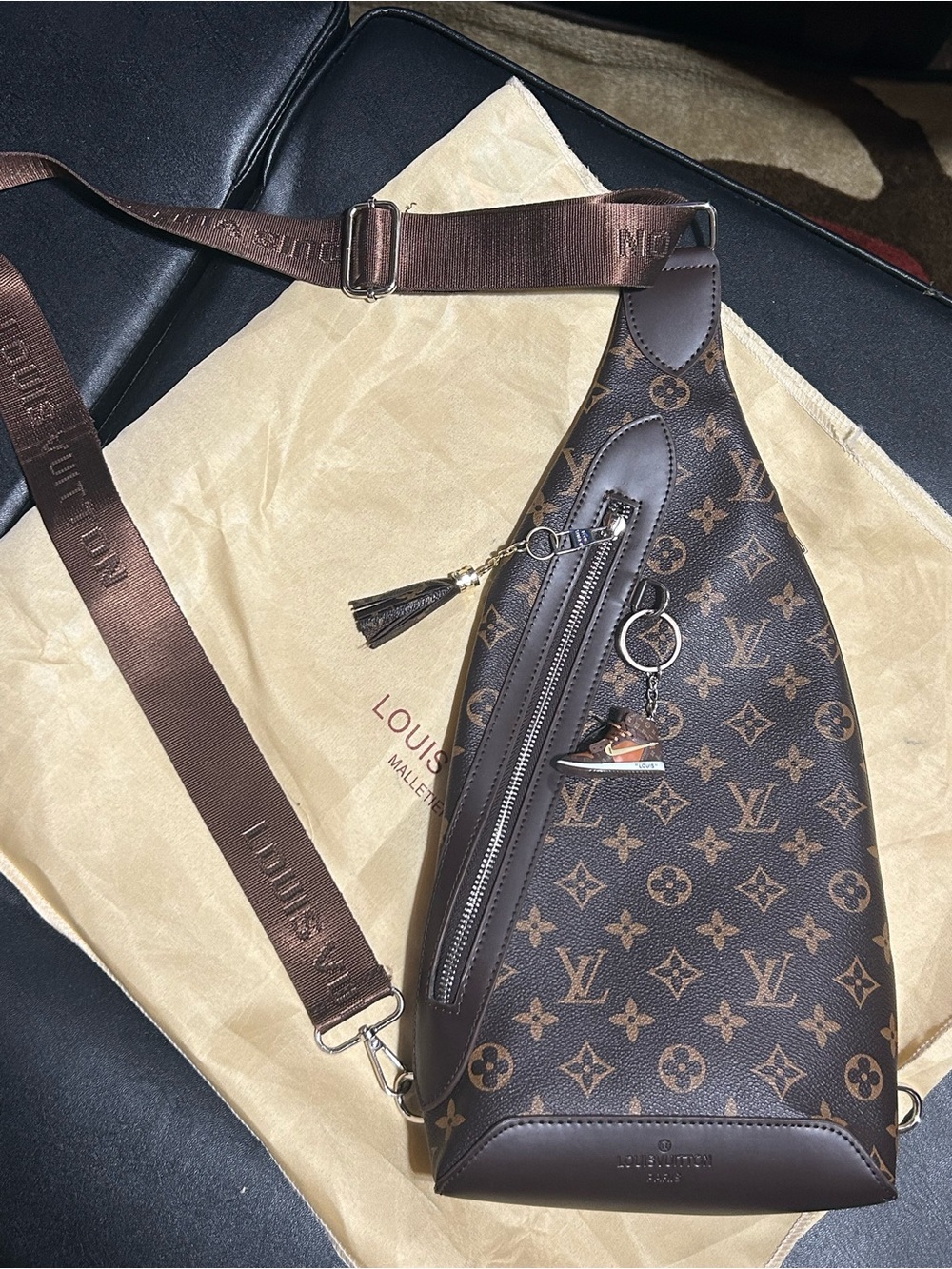 Louis Vuitton Monogram Canvas Crossbody Sling Bag - Brown